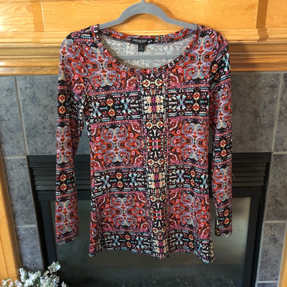 🌹Living Doll Boho Pattern Tunic Sweater